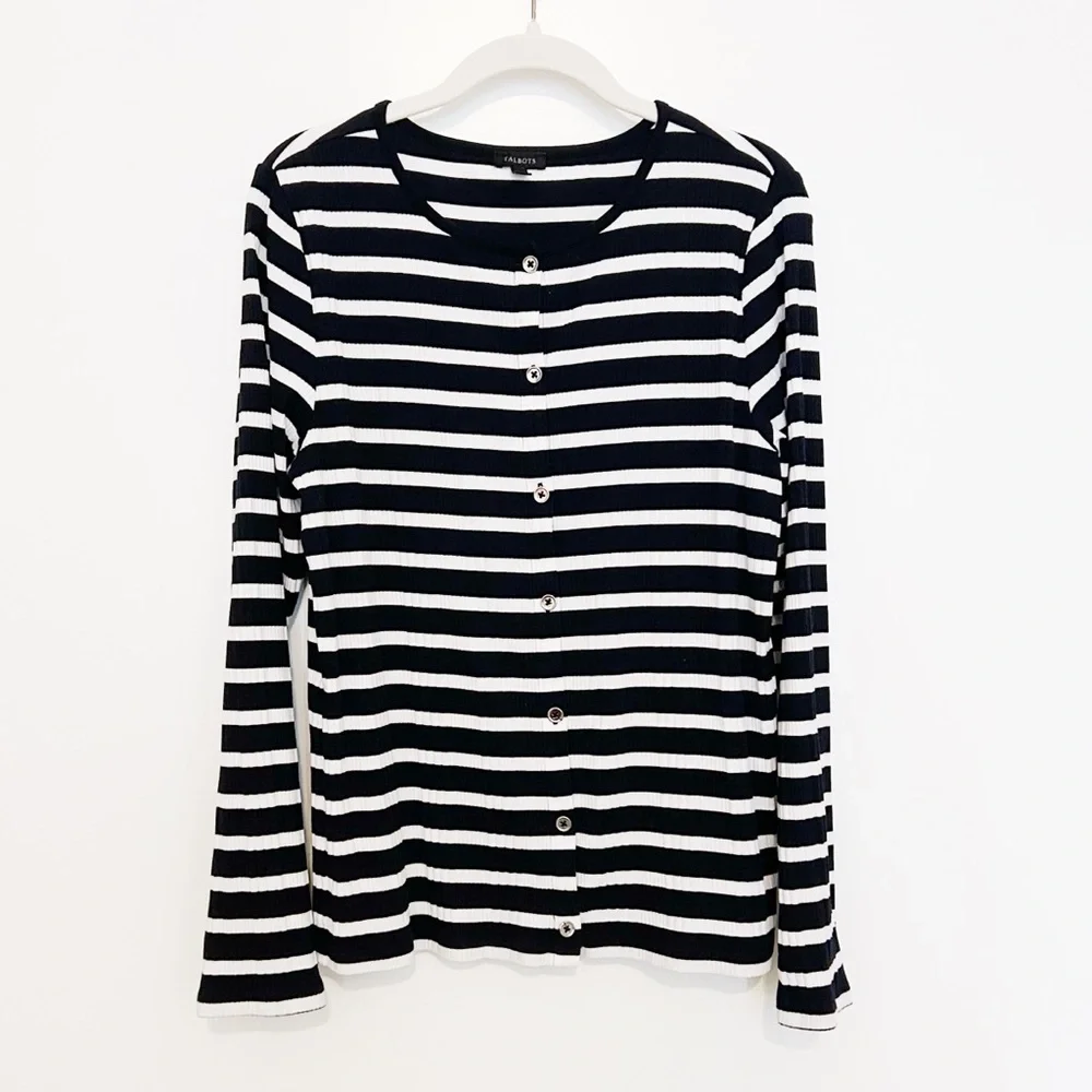 Talbots Variegated Ribbed Cardigan - Picture 3 of 7